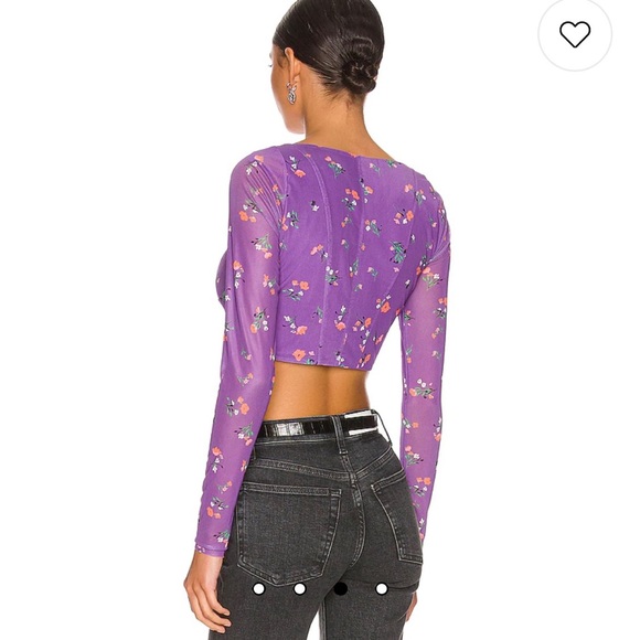 AFRM REVOLVE Purple Floral Mesh Bustier Top Size Small - Picture 2 of 5